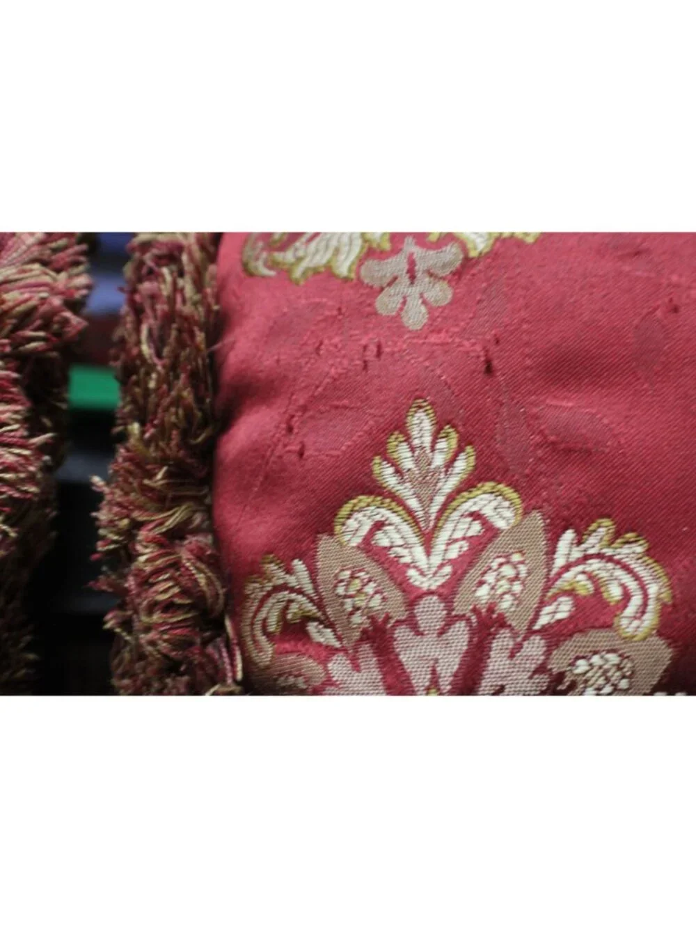 Waterford Charlemont Ruby Red Gold Medallion Throw Pillow Set Embroidered Damask